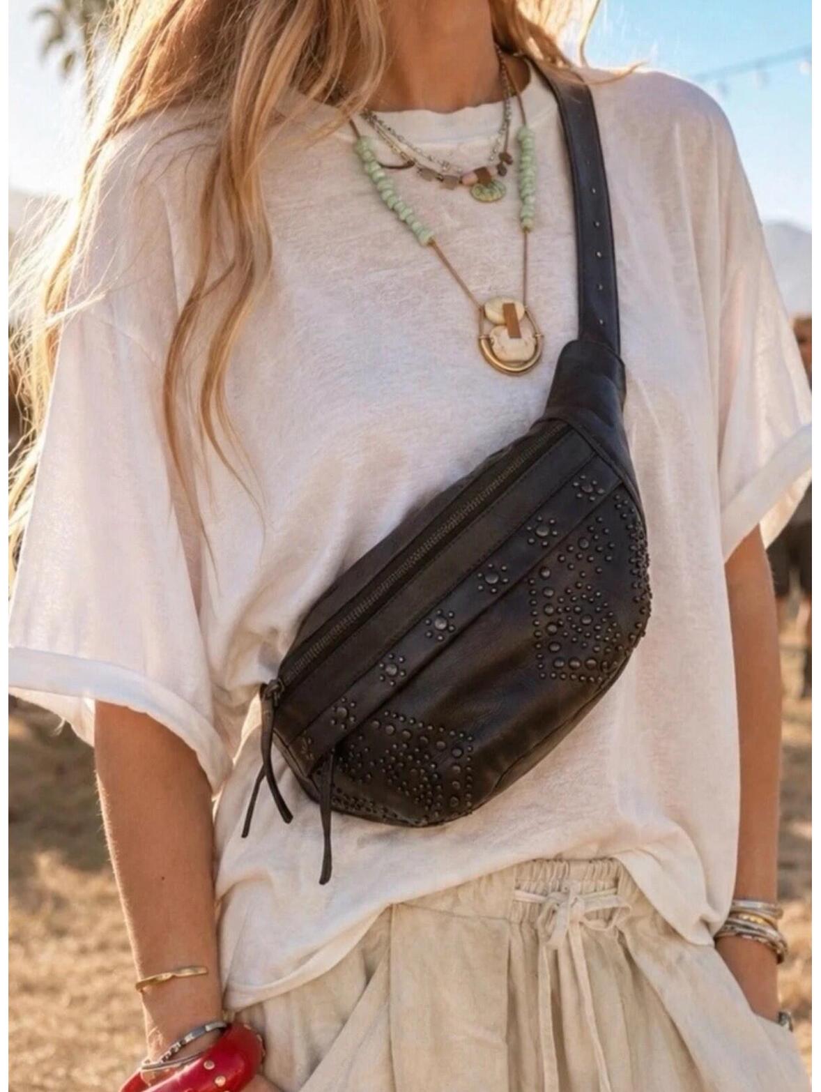 Free People Ana Adorned Sling Bag In Black Nwt $98r Nwt